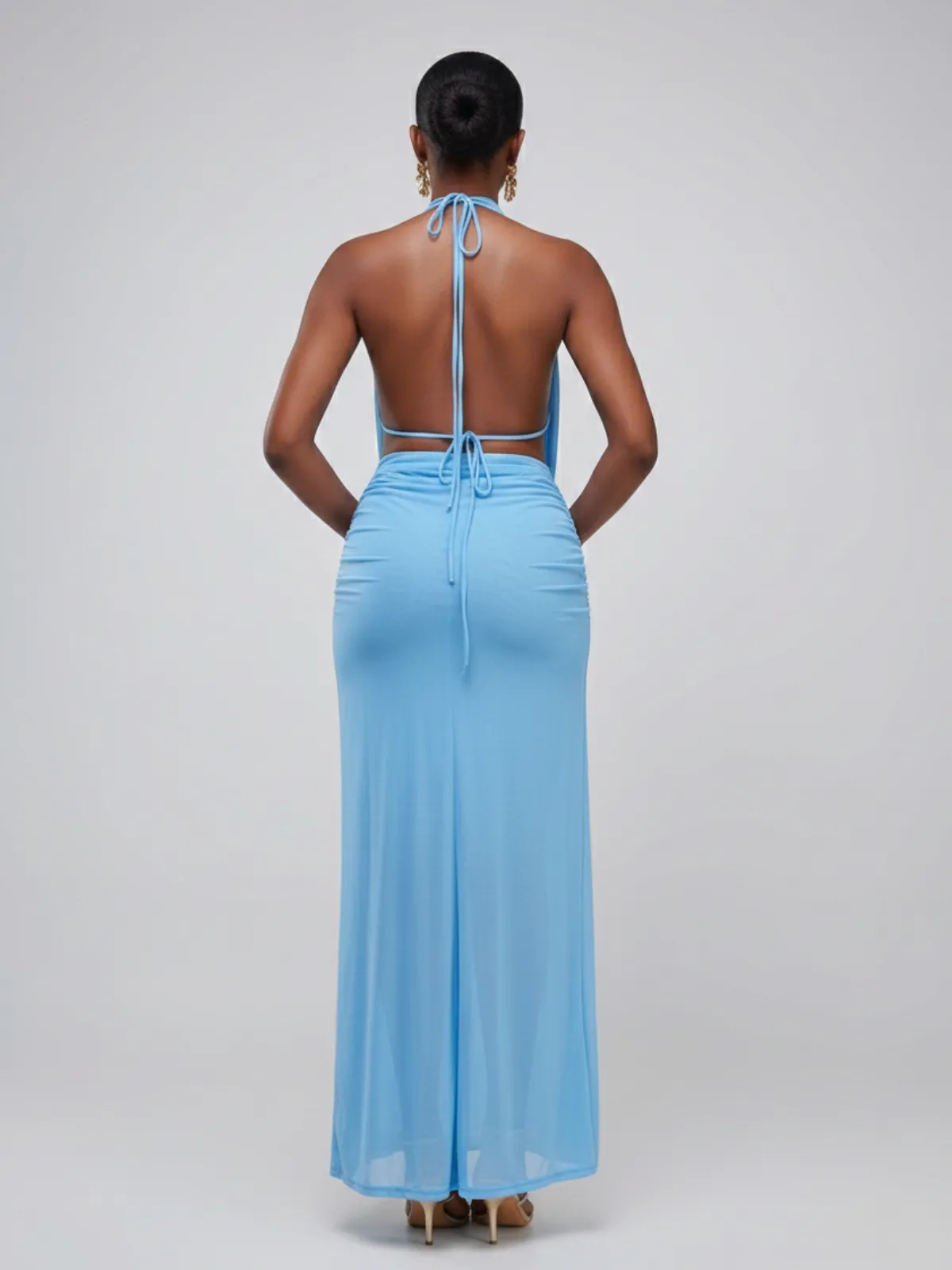Draped Halter Maxi Dress - N/A dresses available at theGirlyZone Kampala